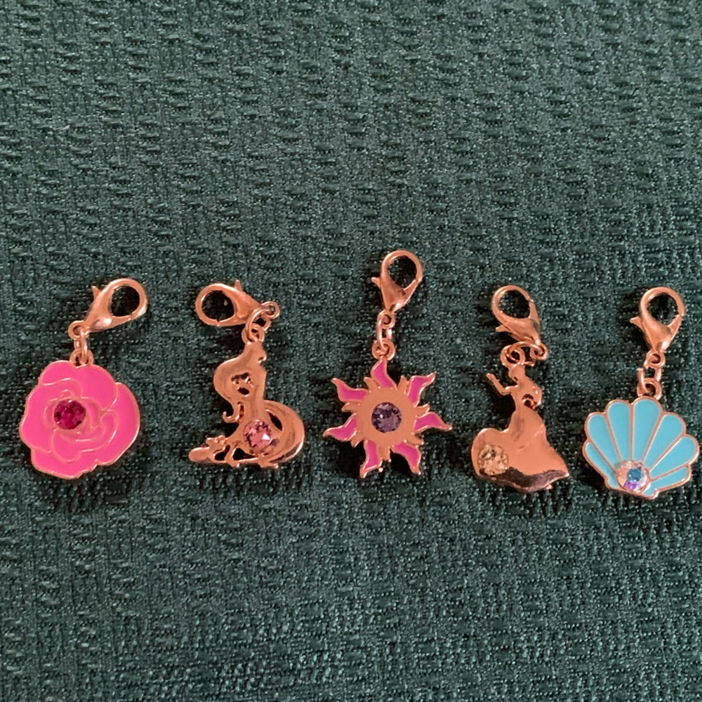Disney Princess Gold Tone Bracelet Charms with Swarovski Crystal Accents